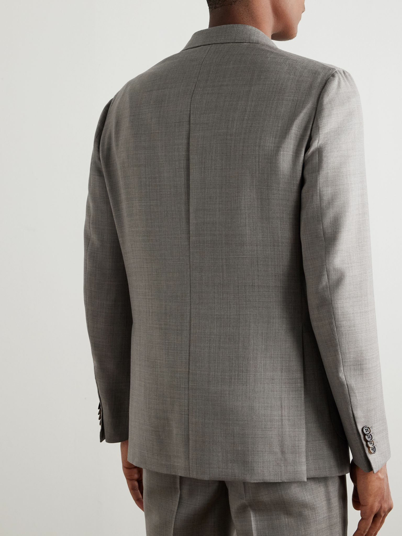 Soffio Wool and Silk-Blend Blazer Gray - 3