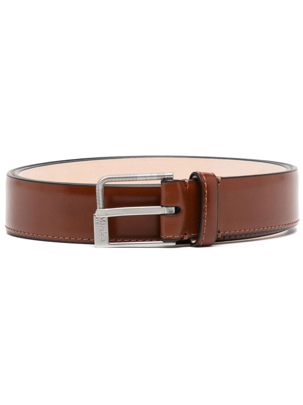 square-buckle leather belt - 1