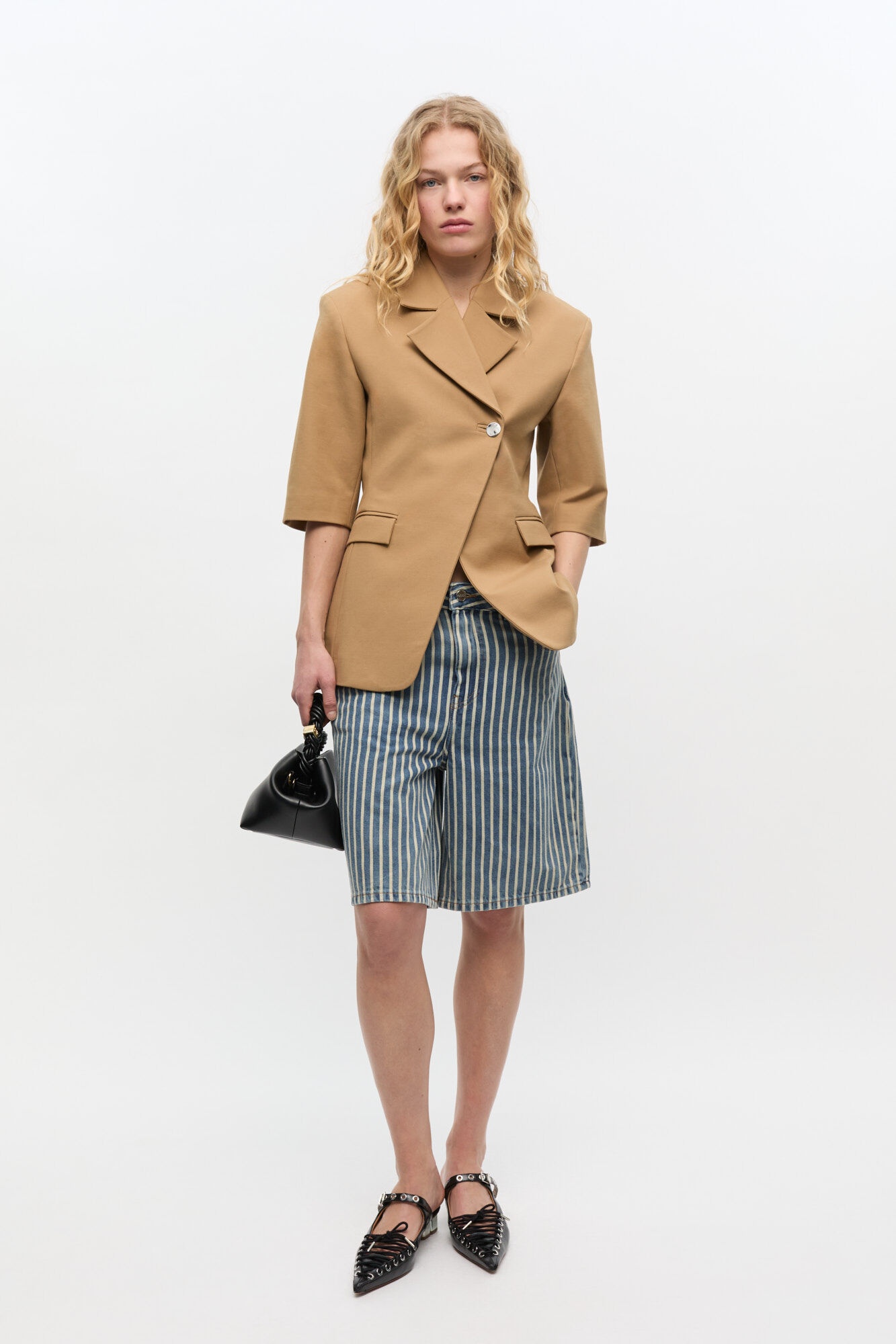 CAMEL 3/4 SLEEVE BLAZER - 3