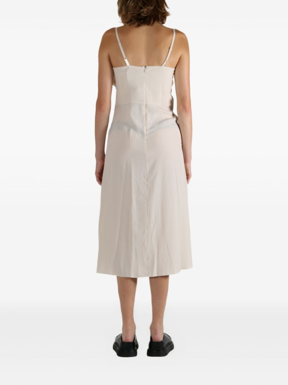 ruffled-detail slip midi dress - 4