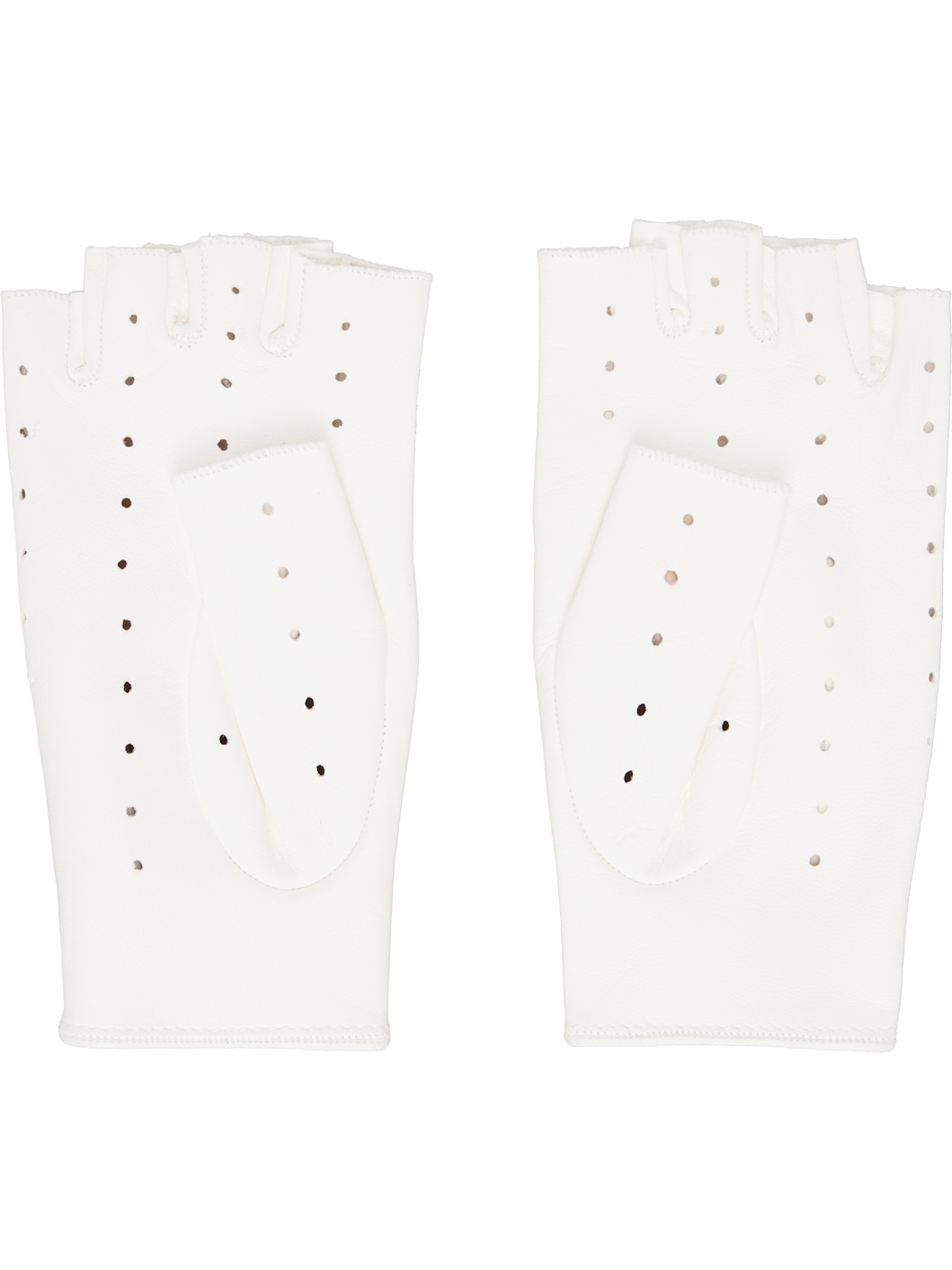 White VLogo Signature Nappa Fingerless Gloves - 2