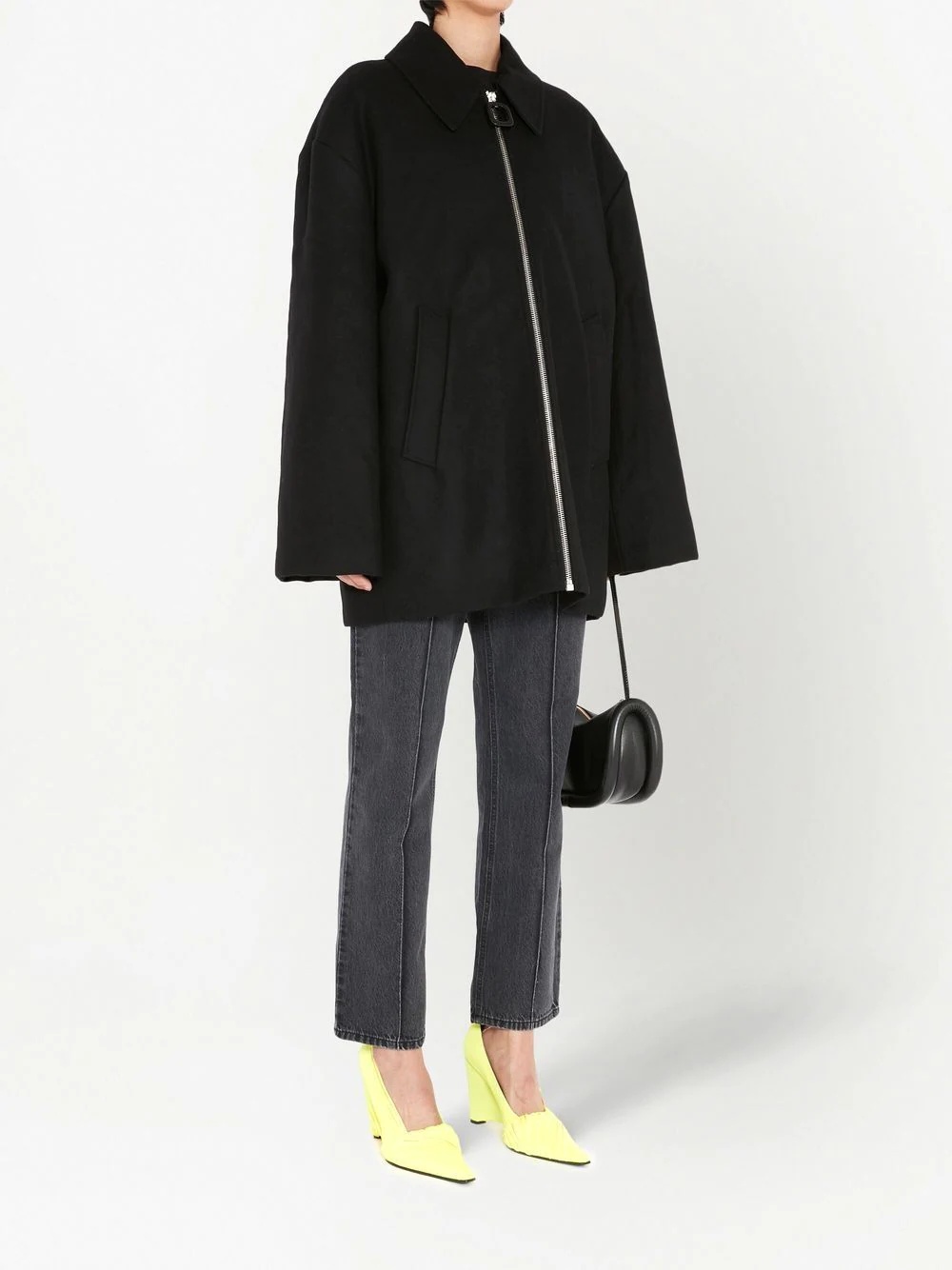 zip-front wool-blend coat - 3