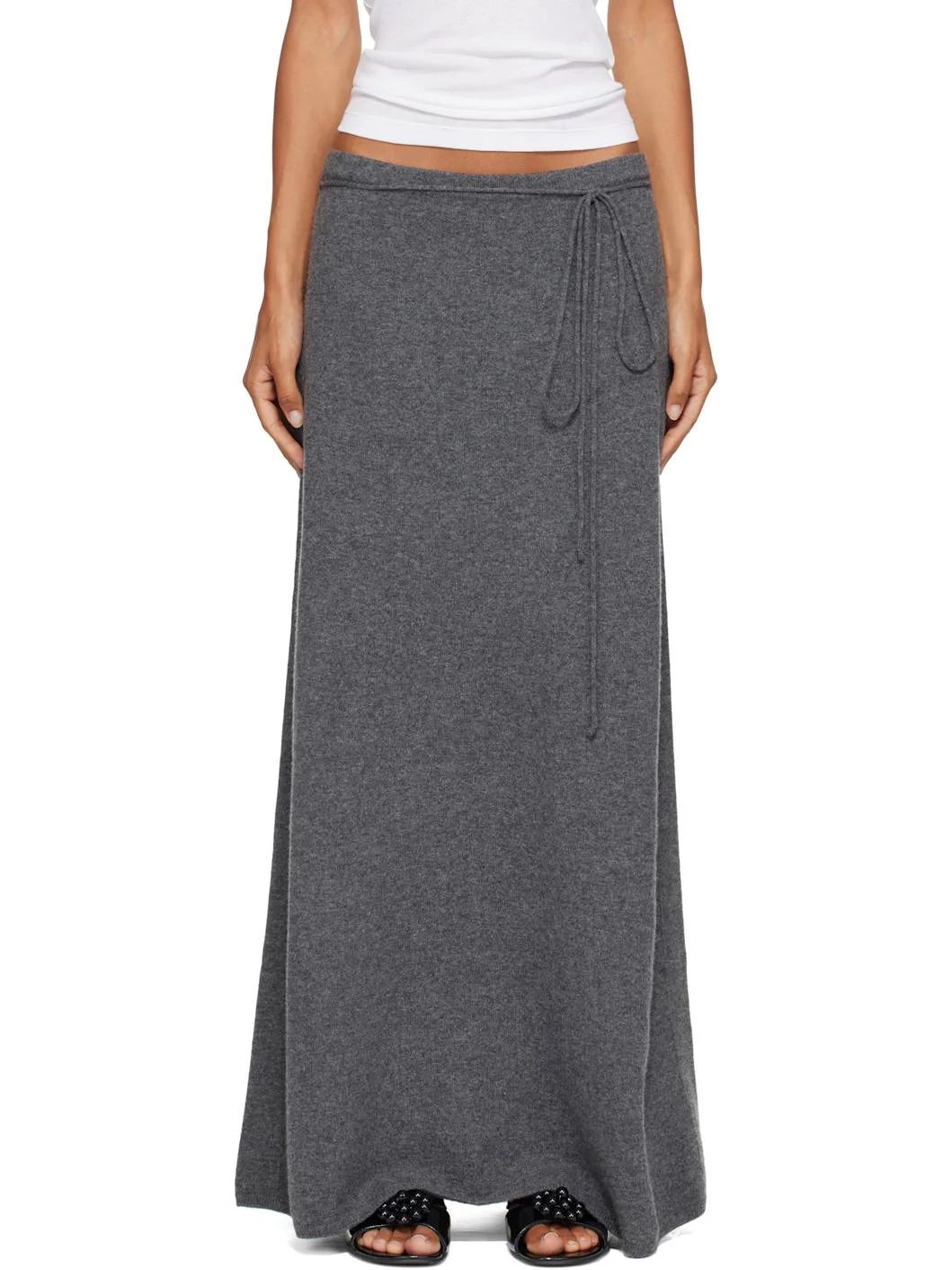 Gray Moro Cashmere Knit Maxi Skirt - 1