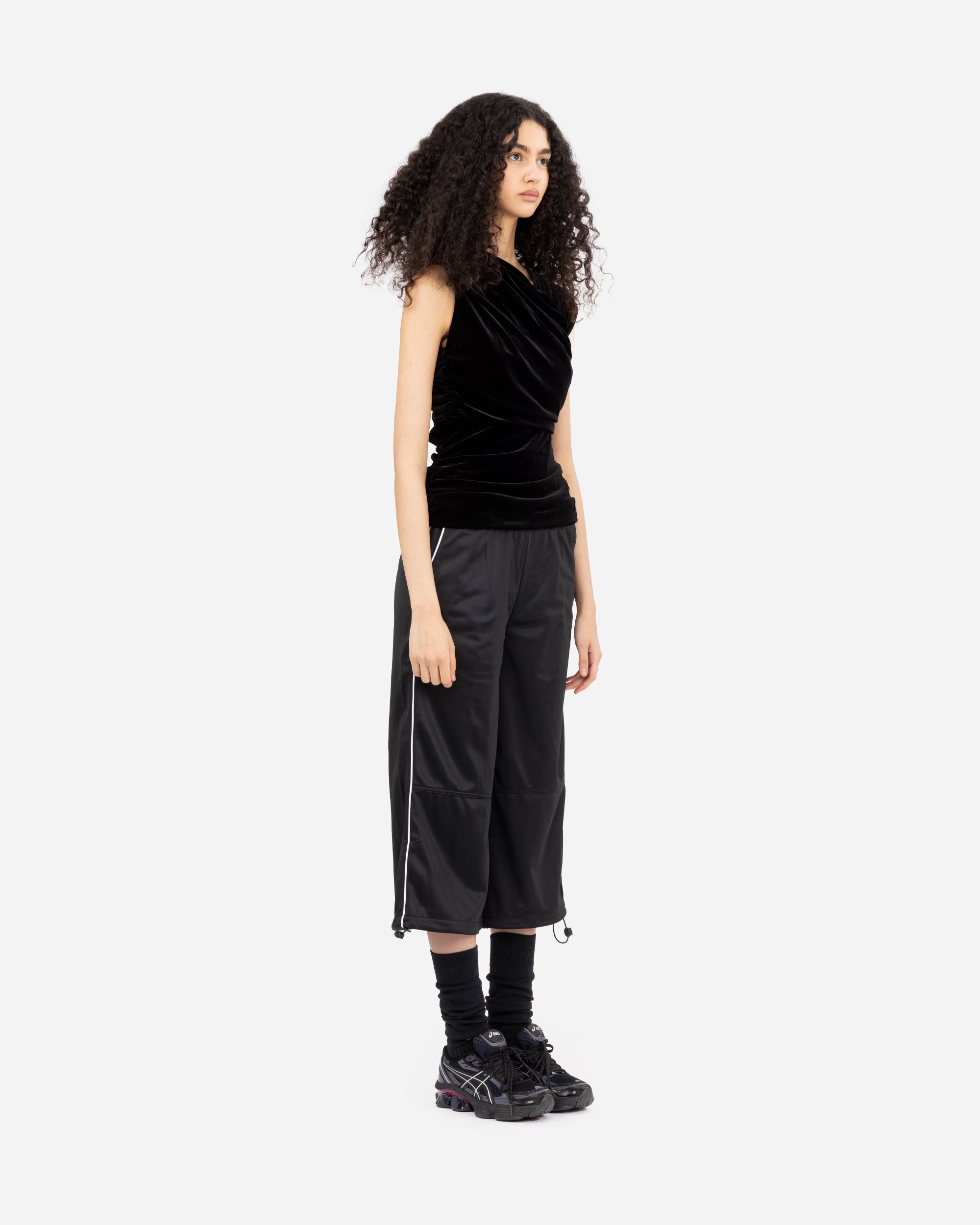 Velvet Jersey Ruched Crossover Blouse - 4