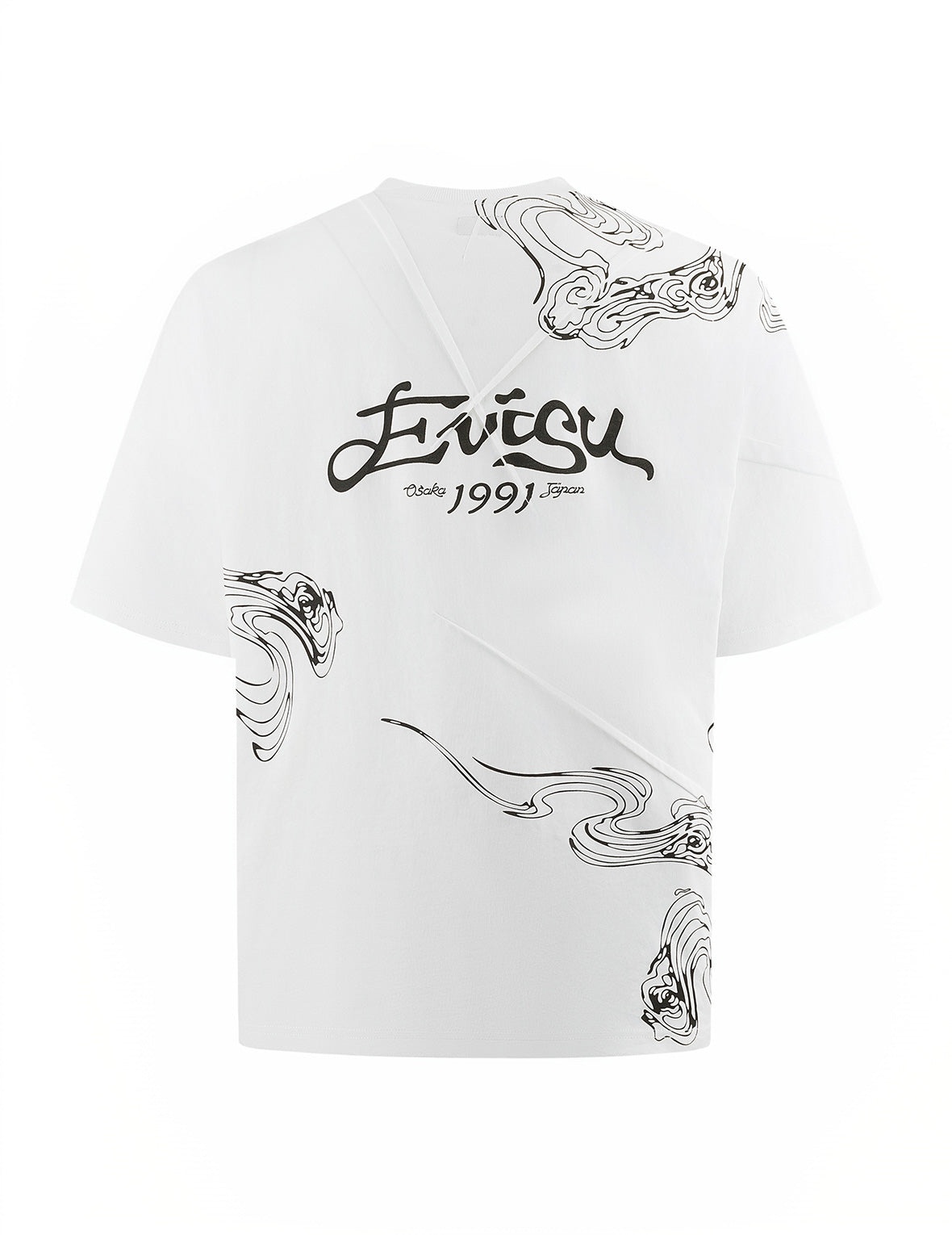 Auspicious Cloud and Logo Print Loose Fit T-Shirt - 8