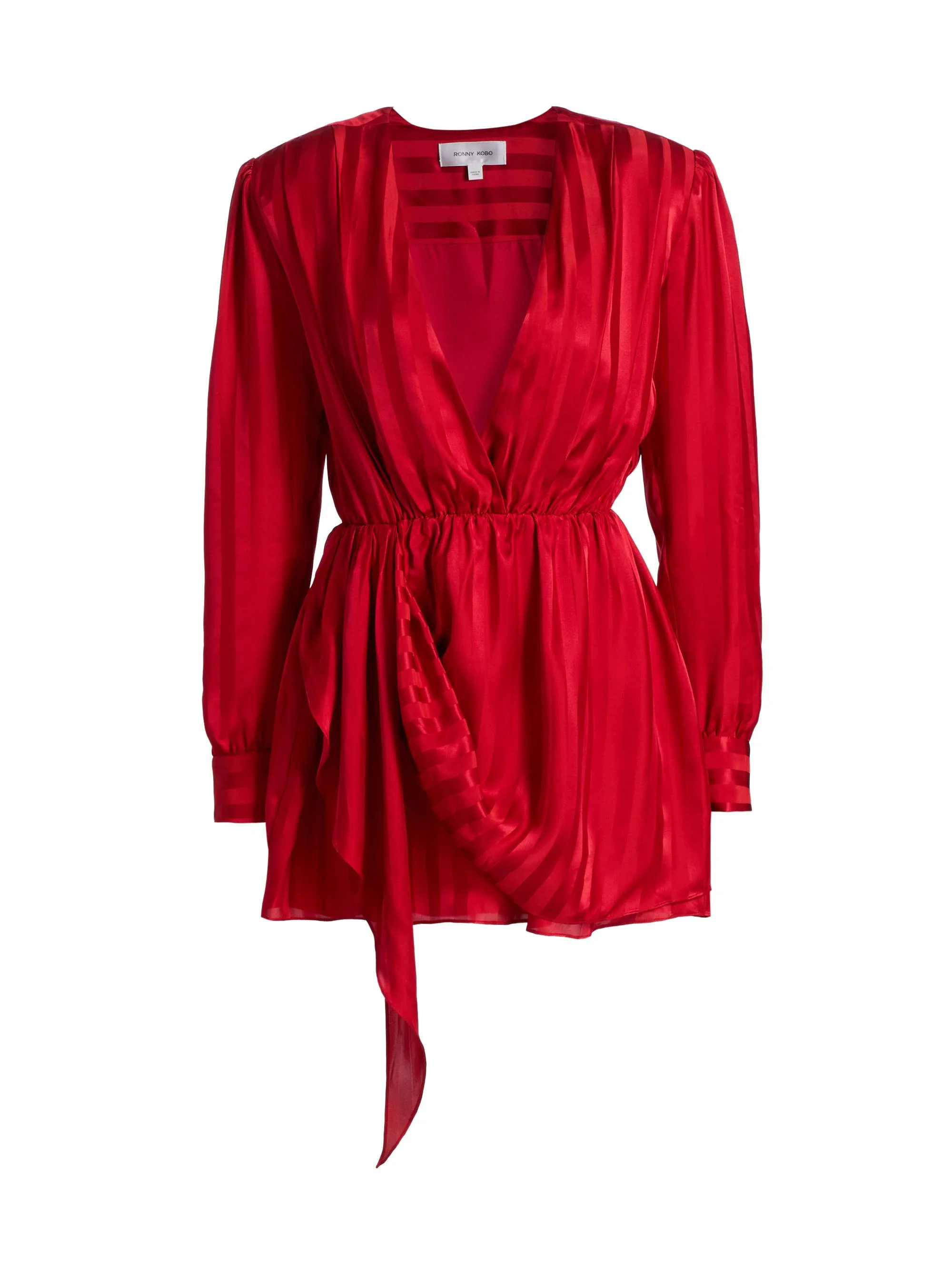 Women's Abigail Striped Drape Minidress - Goji Berry - 1