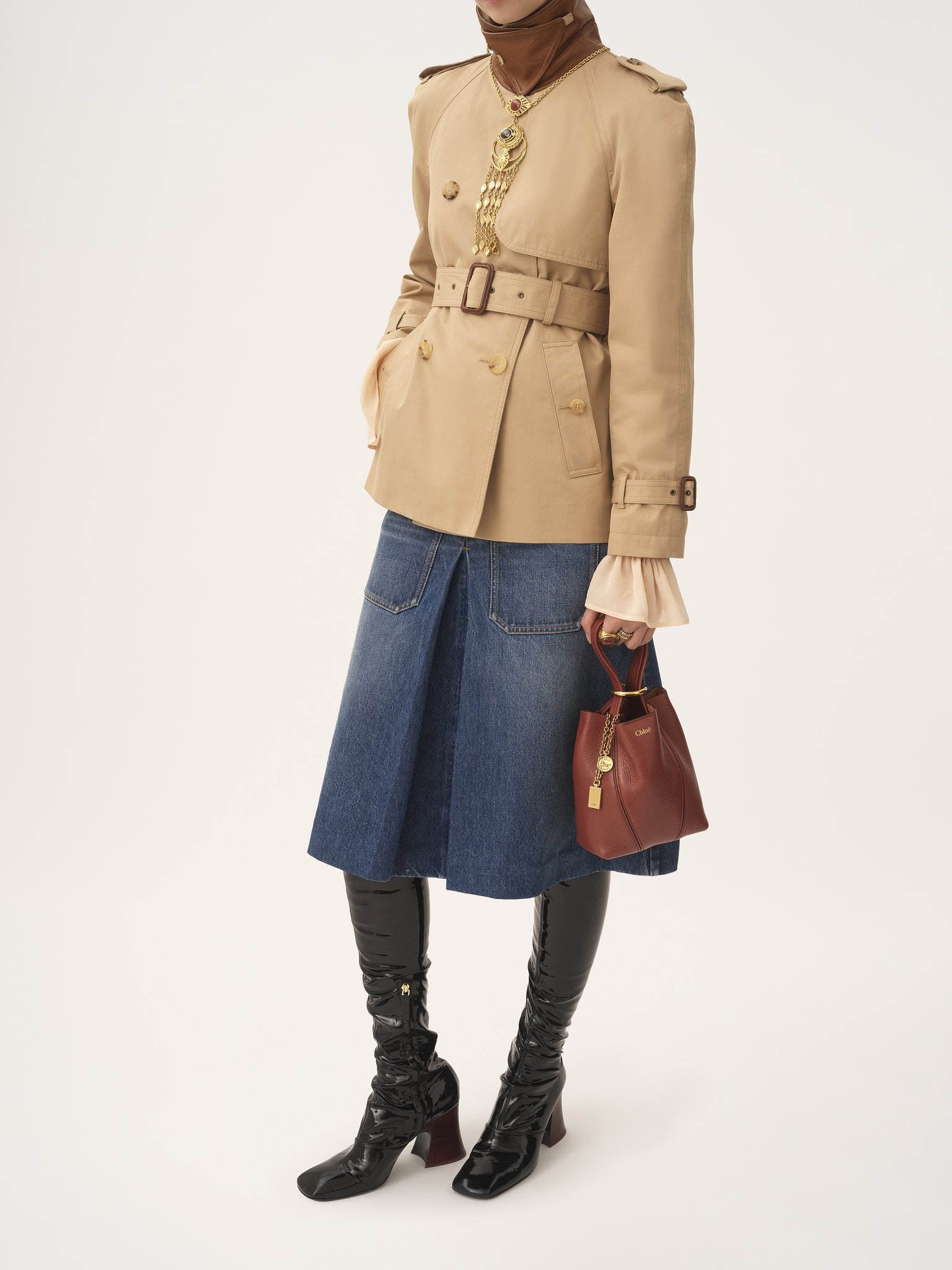 SMALL CHLOÉ SPIN TOTE BAG IN GRAINED LEATHER - 7