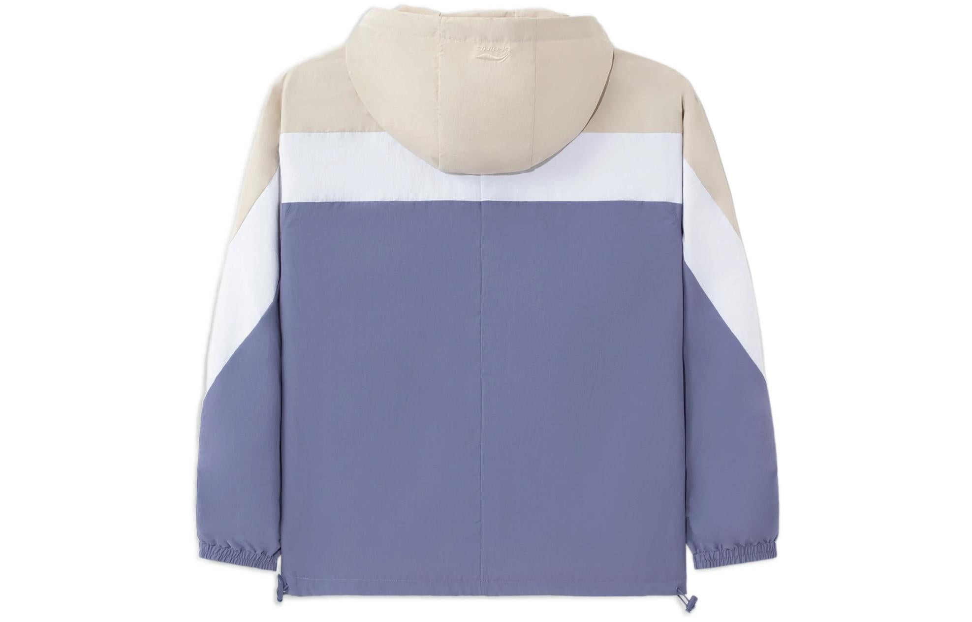Li-Ning Sports Living Series Colorblock Zipper Hooded Jacket 'Beige White Blue' AFDS033-3 - 2