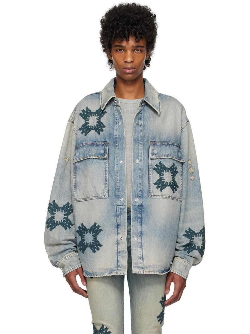 Blue MA Quad Appliqué Denim Overshirt 1