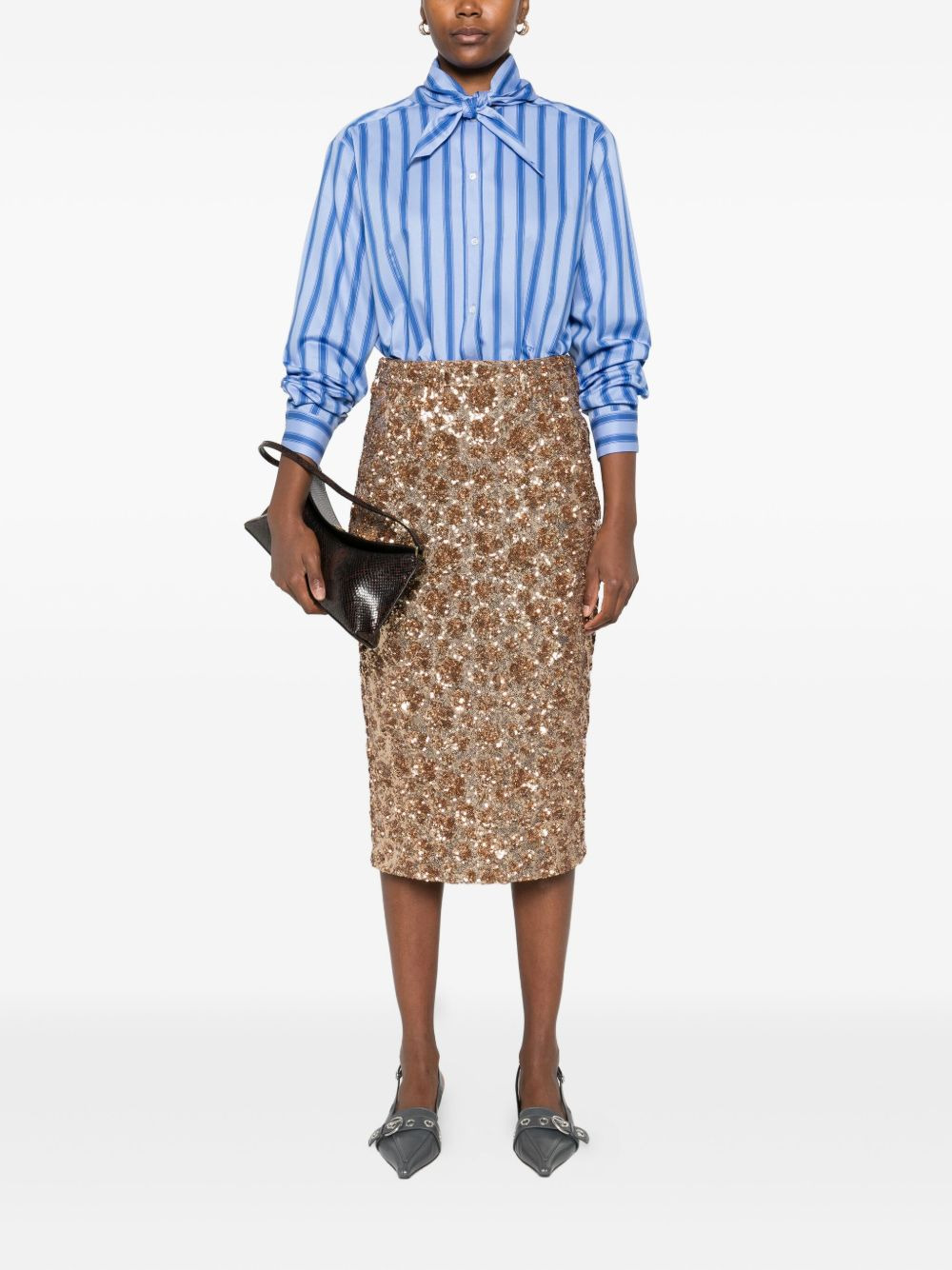 embroidered-logo stripe-pattern shirt - 2