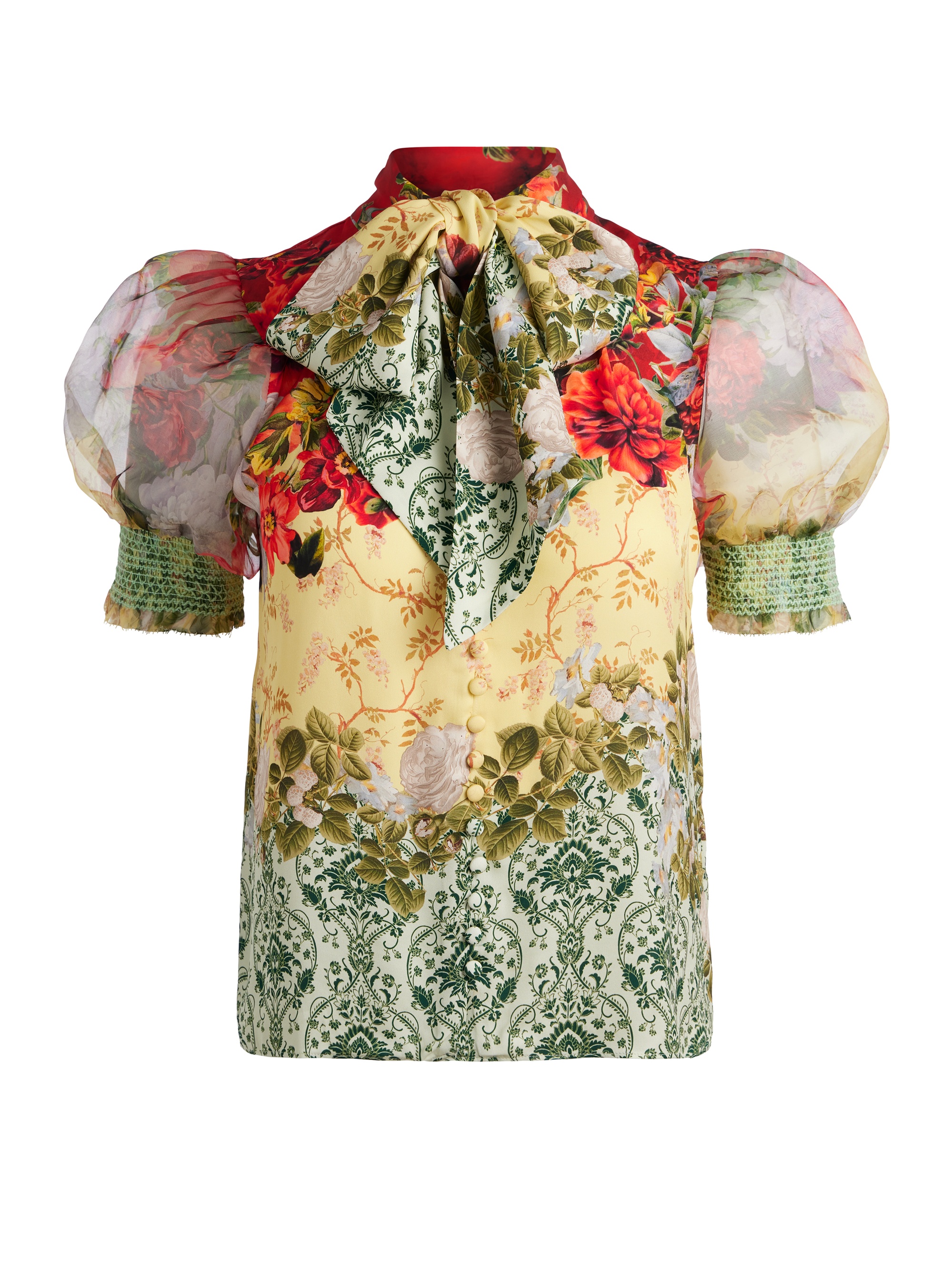 BRENTLEY TIE NECK PUFF SLEEVE BLOUSE - 1