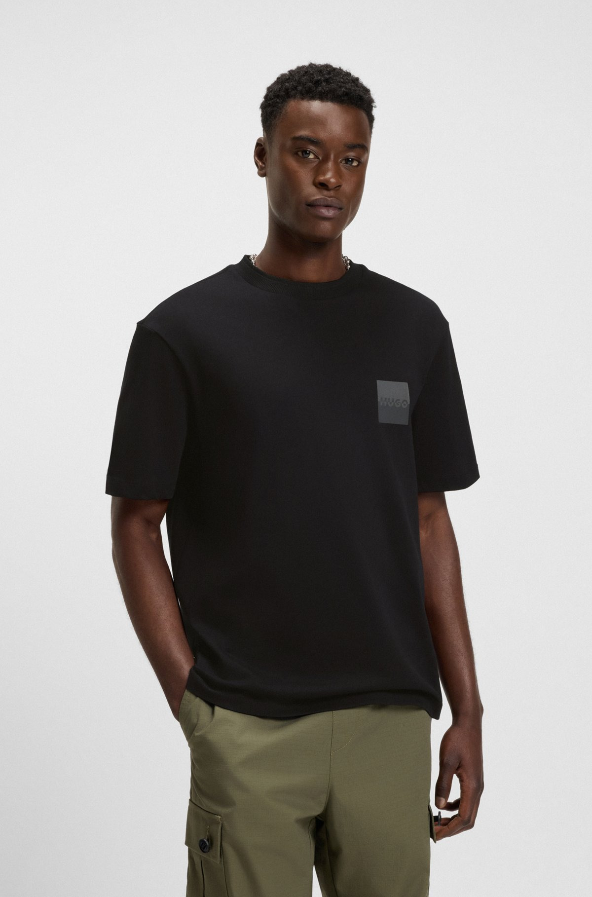 RELAXED-FIT T-SHIRT IN COTTON WITH SPLIT LOGOS - 2