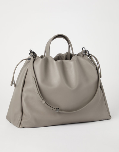 Brunello Cucinelli Soft leather large bucket bag with monili outlook