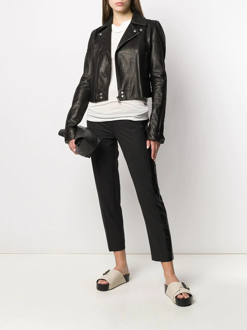 calf leather biker jacket - 2