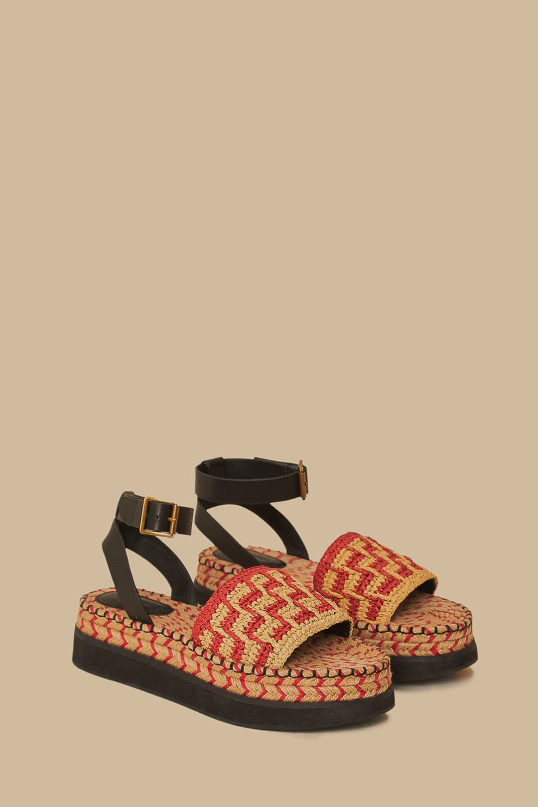 Red Crochet Espadrille Flatform Sandal - 3