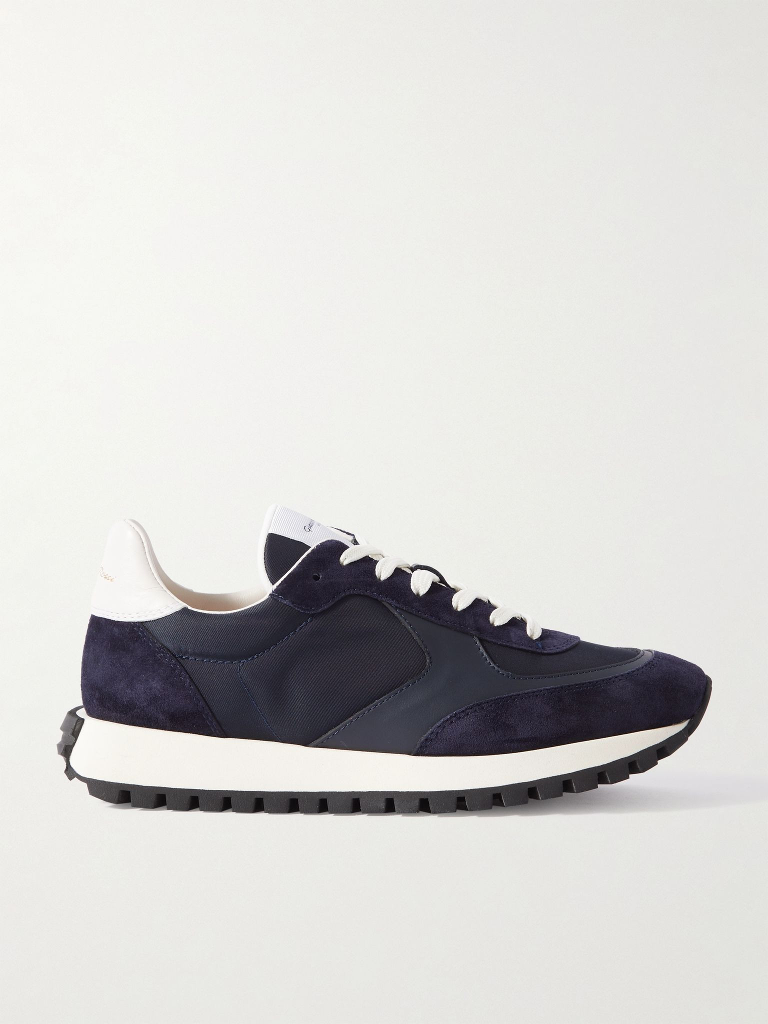 Gravel suede, leather and shell sneakers Navy - 1