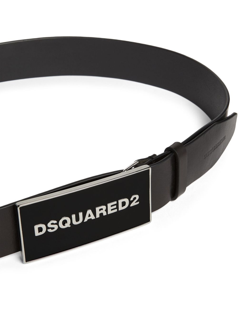 logo-plaque leather belt - 3
