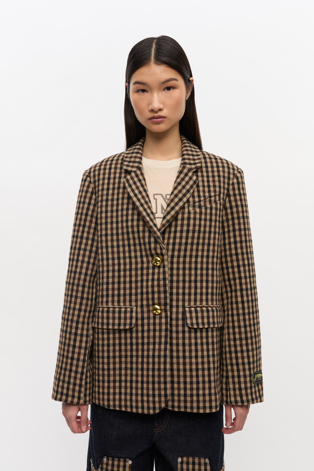 CHECK WOOL BLAZER - 2