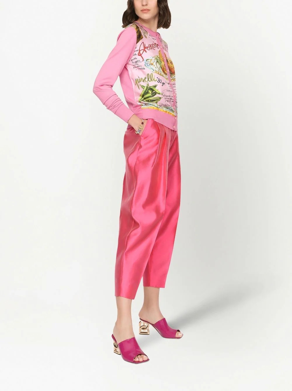 contrasting-panel button-fastening cardigan - 3