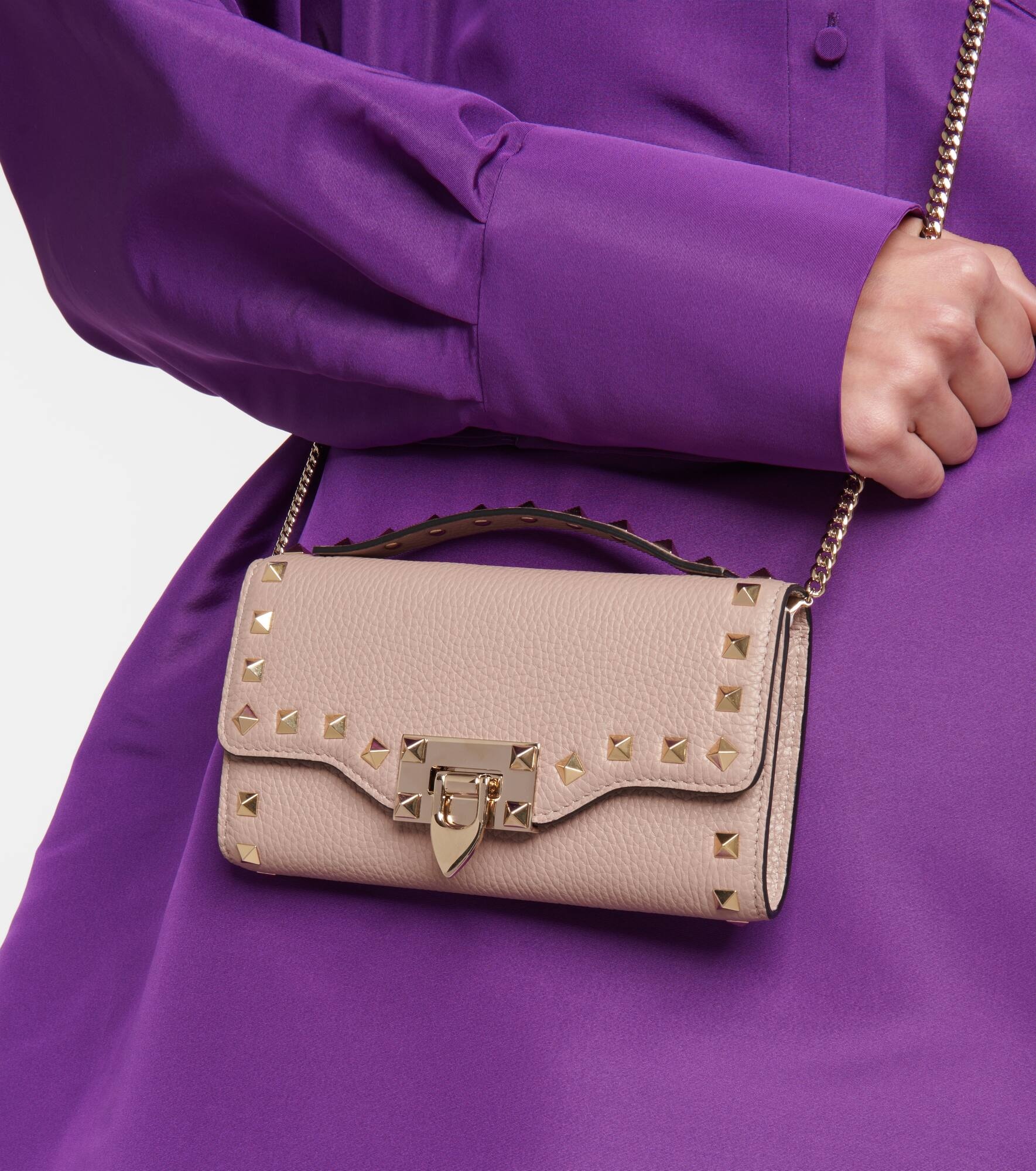 Rockstud Mini leather wallet on chain - 2