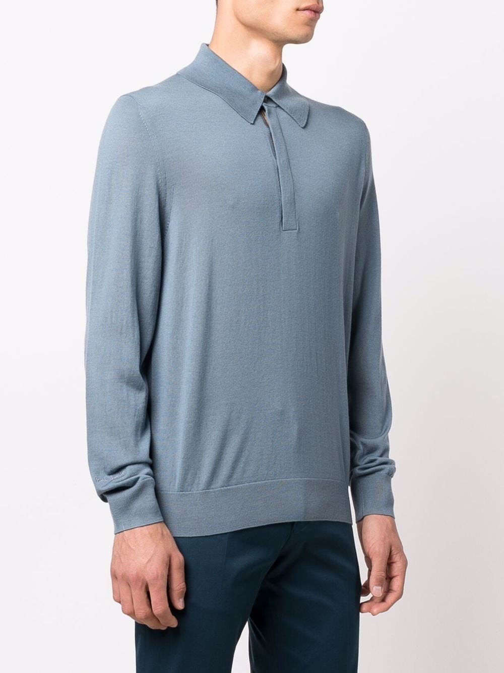 long-sleeve knit polo shirt - 3