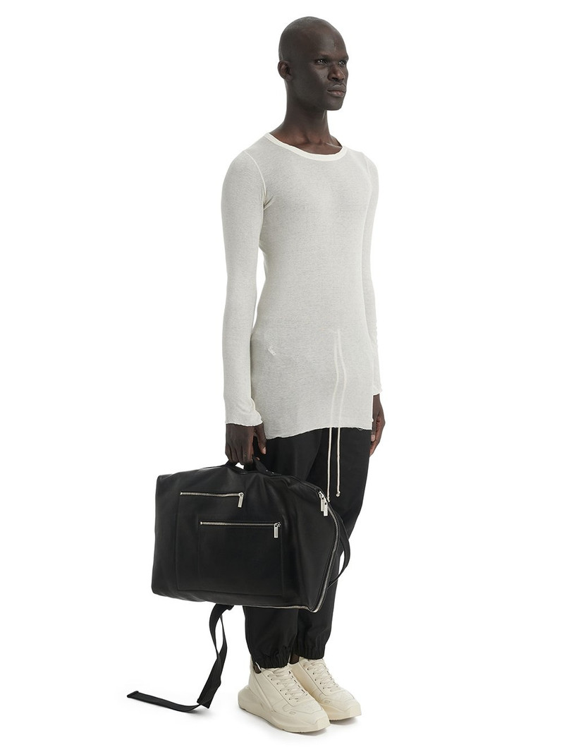 Black Leather Cargo Backpack 8