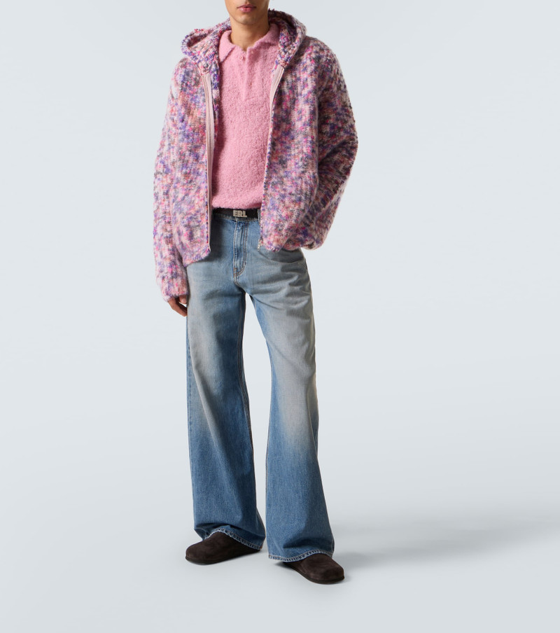 ERL Hooded wool, mohair, and cotton-blend cardigan outlook