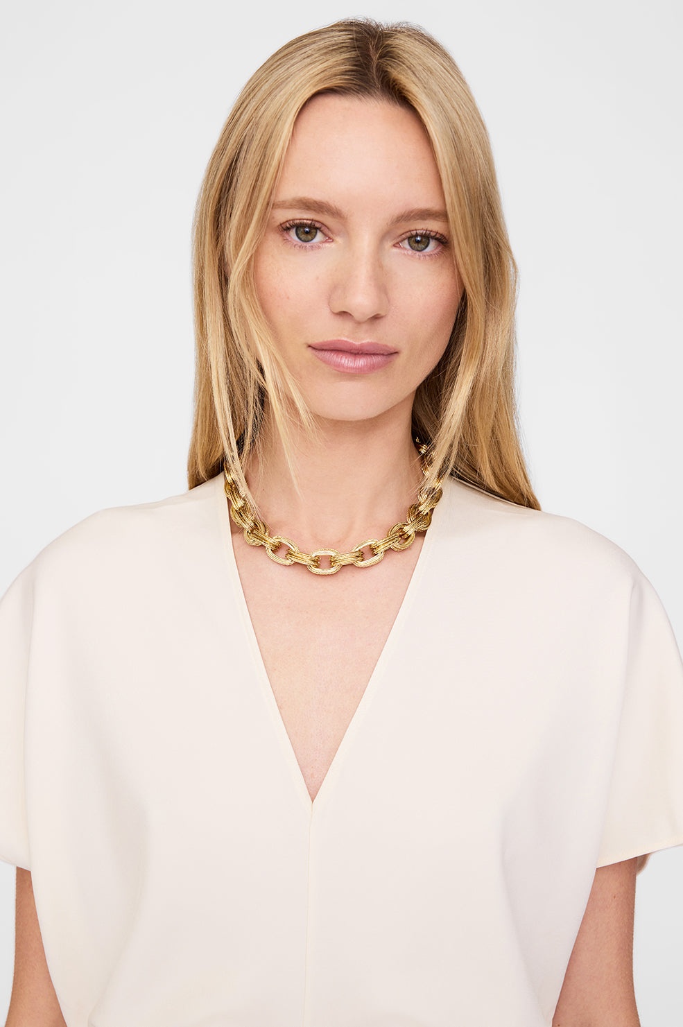 Double Link Chain Necklace - Gold - 2