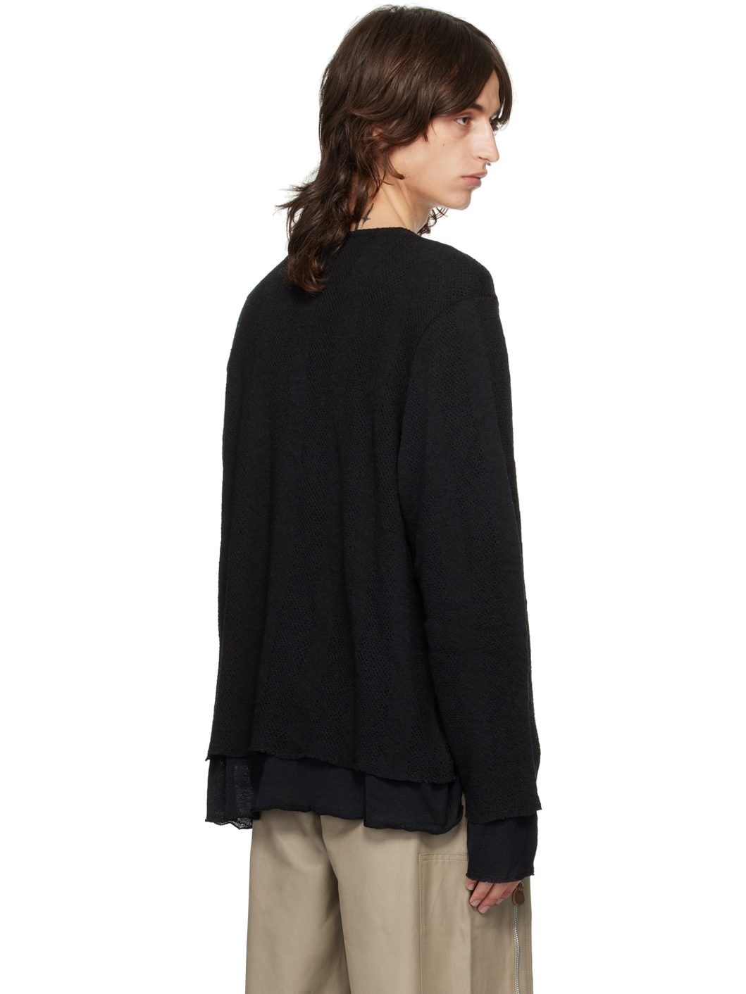 Black Double Lock Long Sleeve Sweater - 3