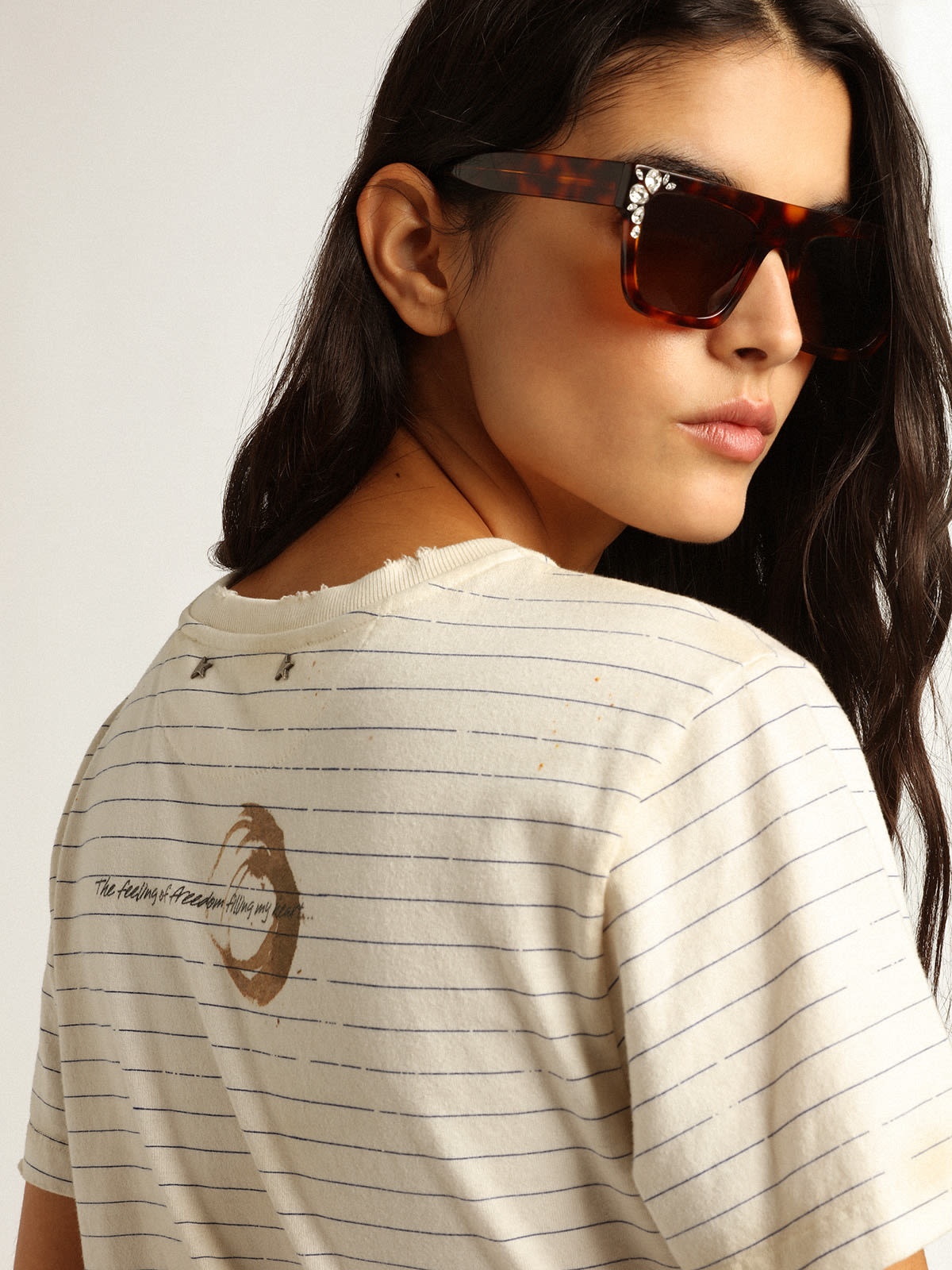 White T-shirt with vintage notebook effect - 5