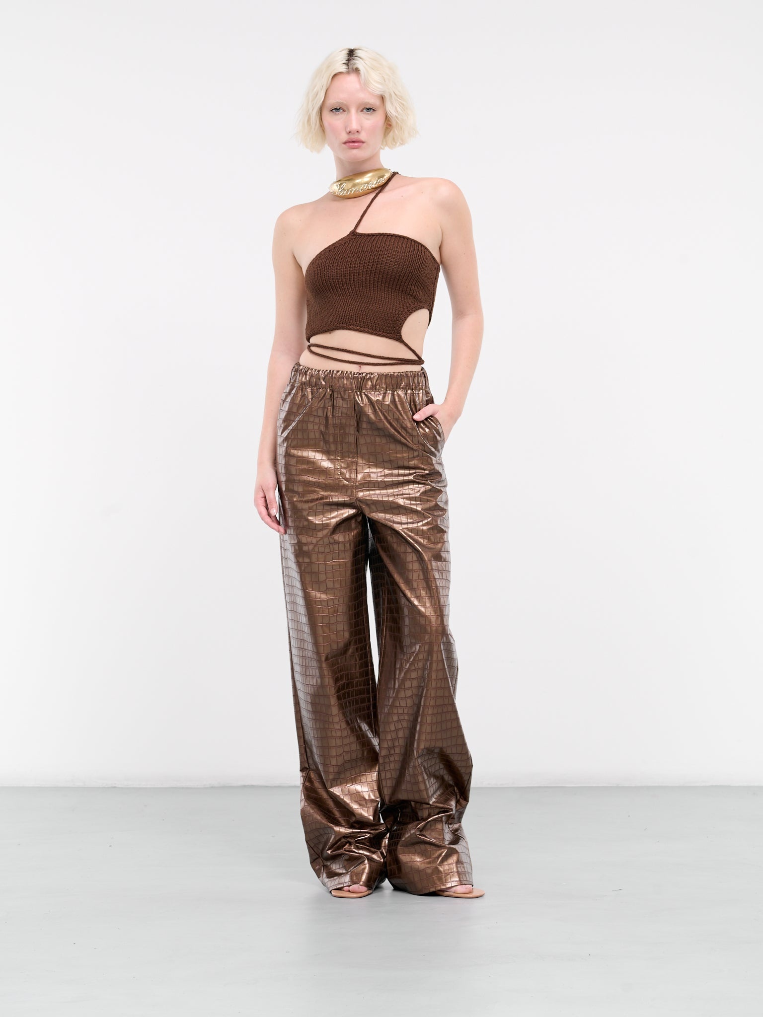 Embossed Elasticated Trousers - 6