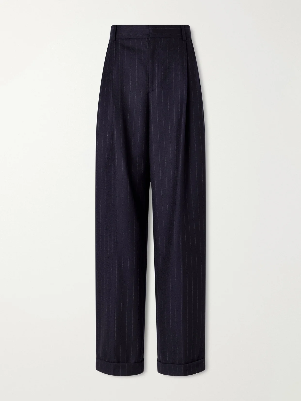 Pinstriped Fresco-wool Straight-leg Pants - 1