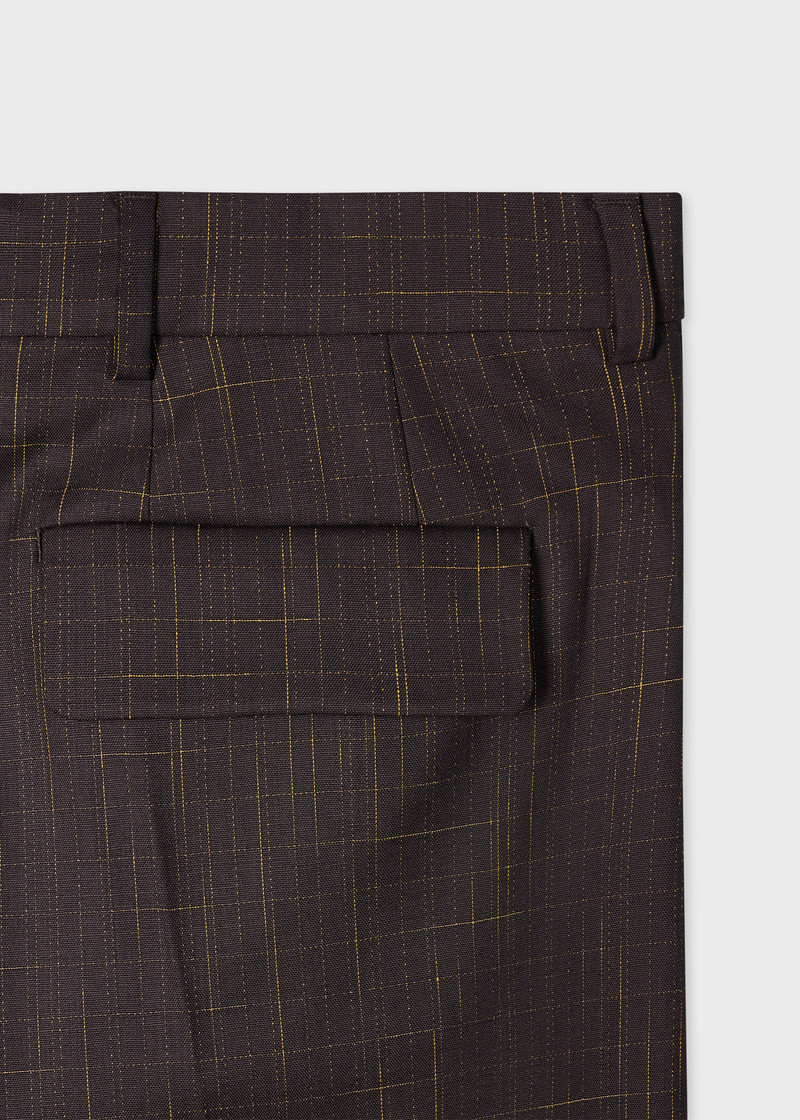 Aubergine Wool Check Pleated Shorts 3