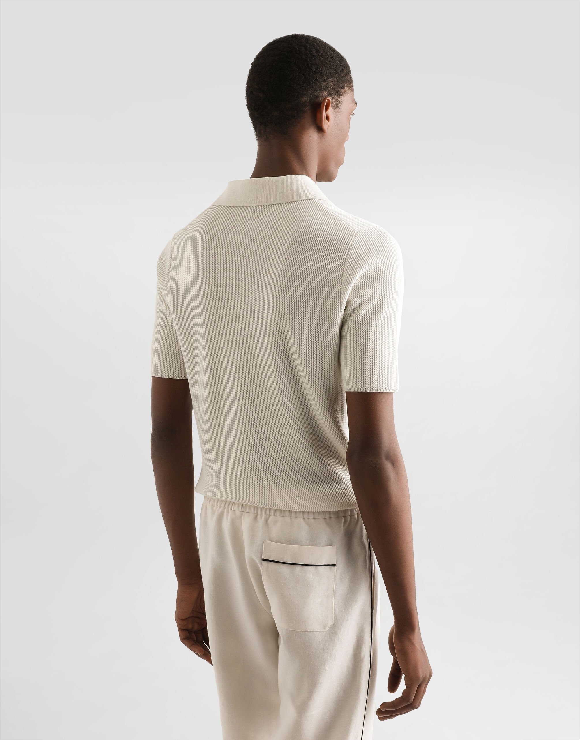 Short-sleeved cotton knit polo-shirt - 5