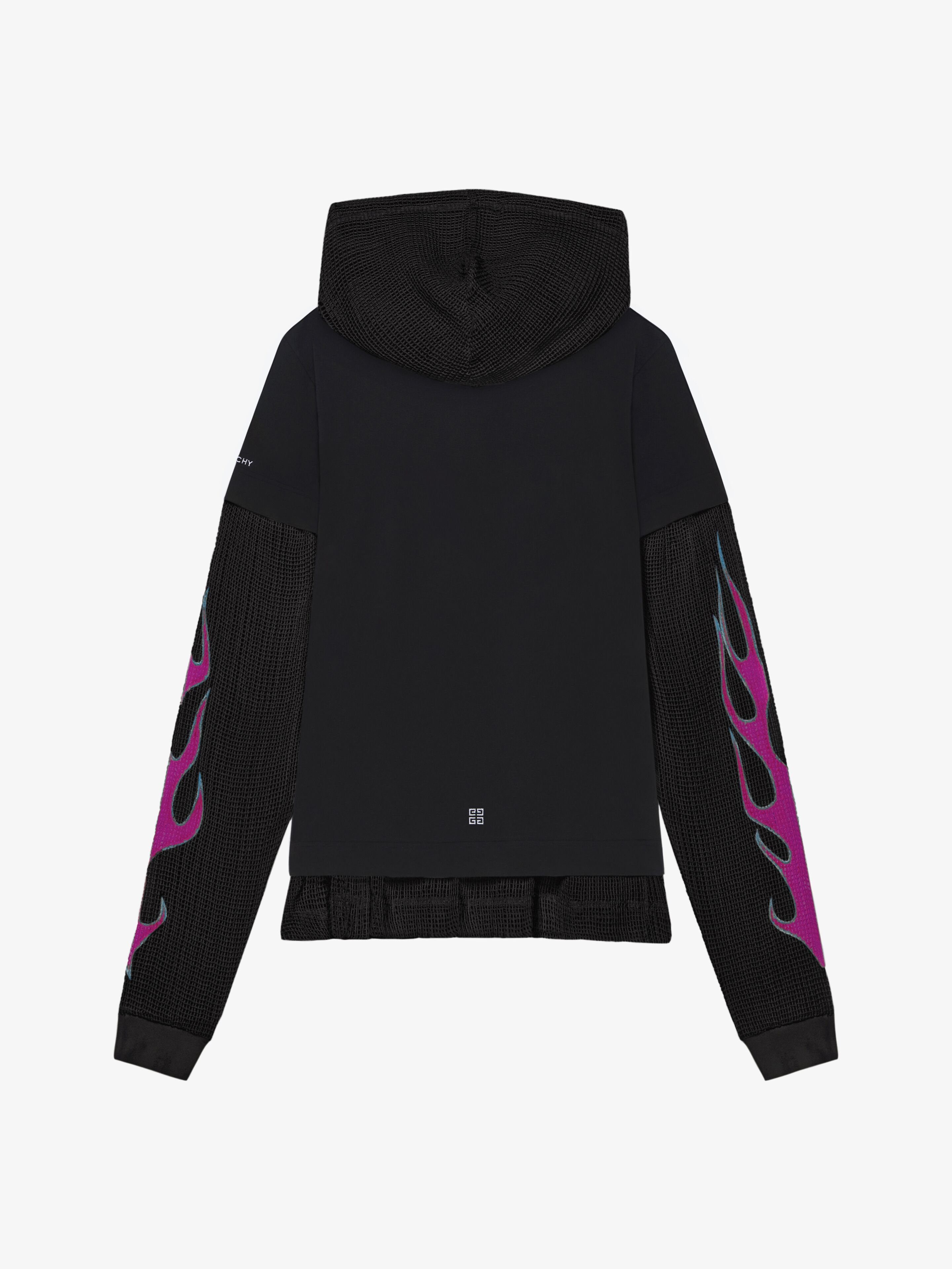 Givenchy OVERLAPPED HOODED T-SHIRT IN COTTON AND MESH