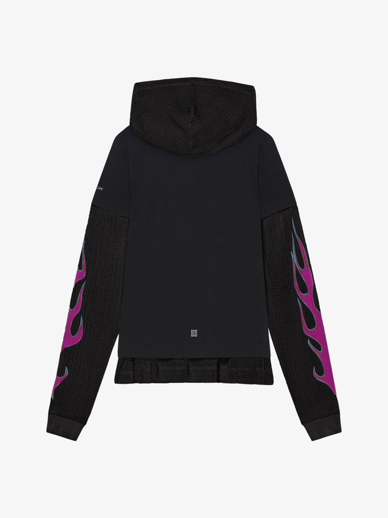 OVERLAPPED HOODED T-SHIRT IN COTTON AND MESH 5