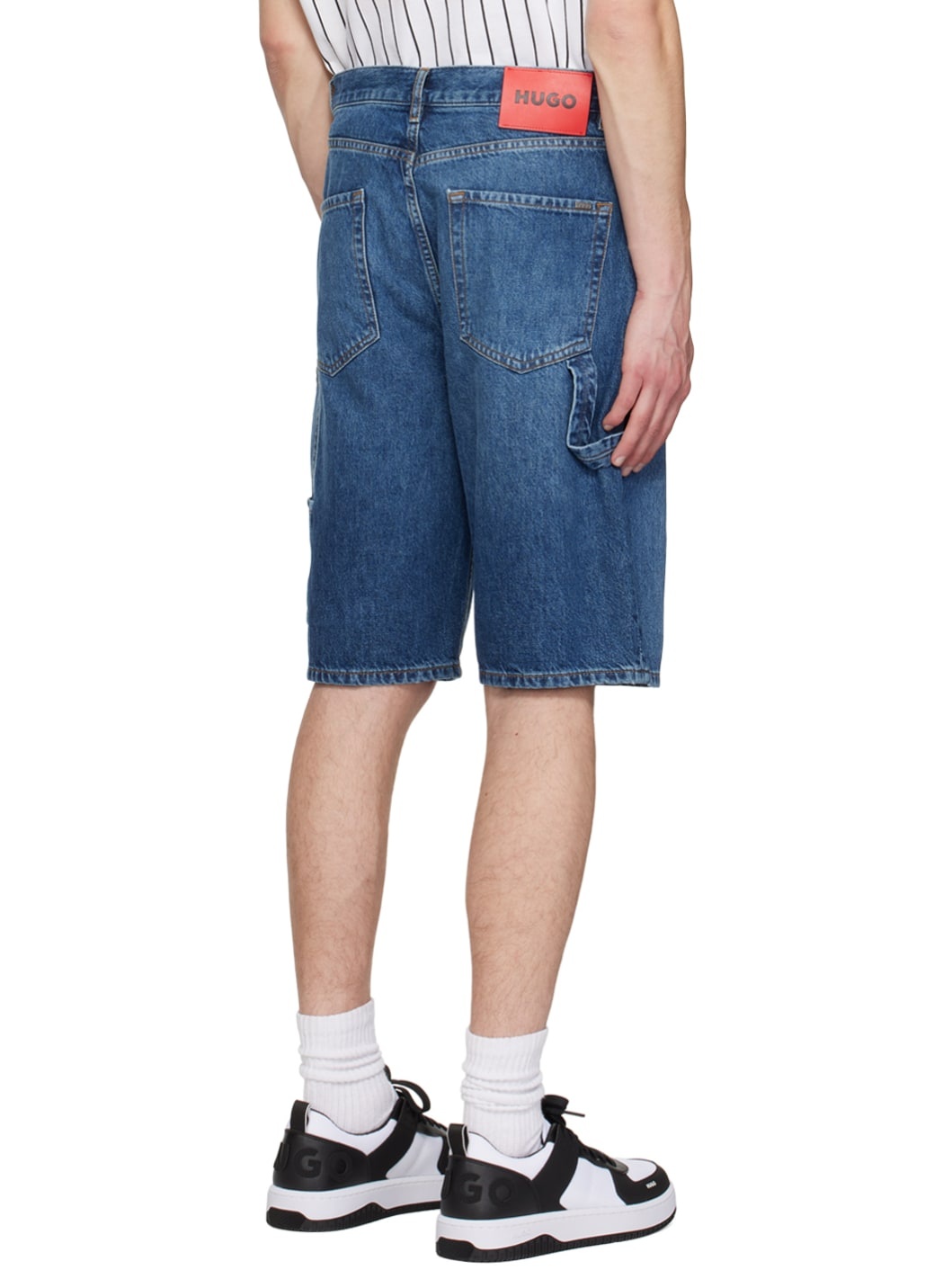 Blue Faded Denim Shorts - 3