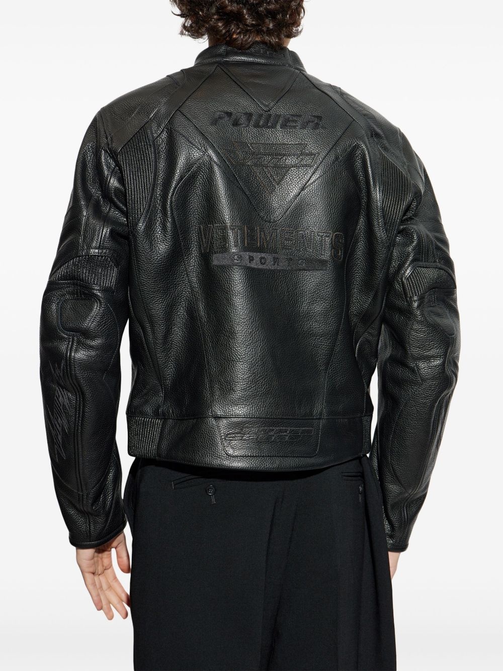 zipped leather jacket - 4