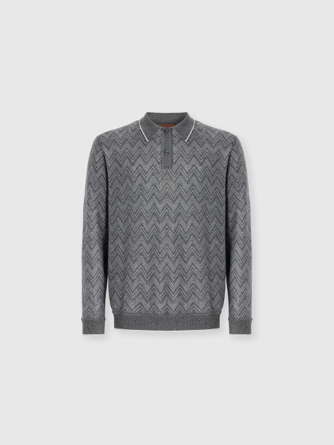 Long-sleeve cashmere zig zag polo shirt - 1