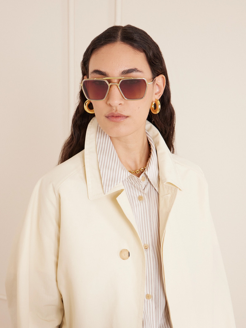 JACQUES MARIE MAGE Commodore Aviator-style Gold- And Silver-tone Sunglasses outlook