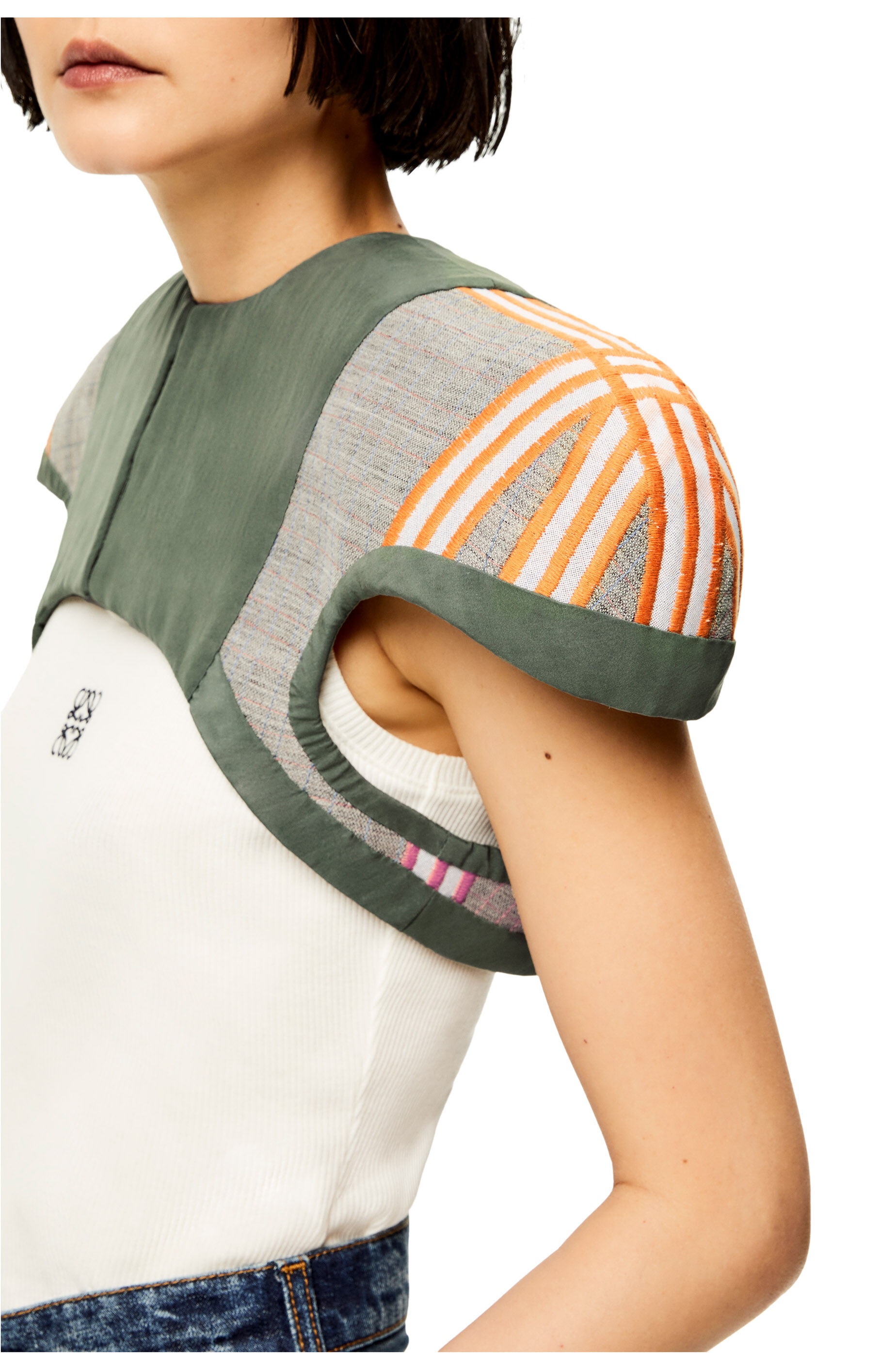 Epaulette top in cotton, wool and silk - 5