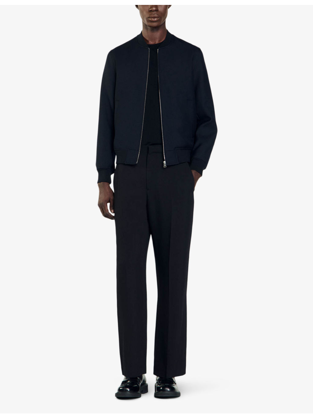 Regular-fit ribbed-collar wool-blend bomber jacket - 2