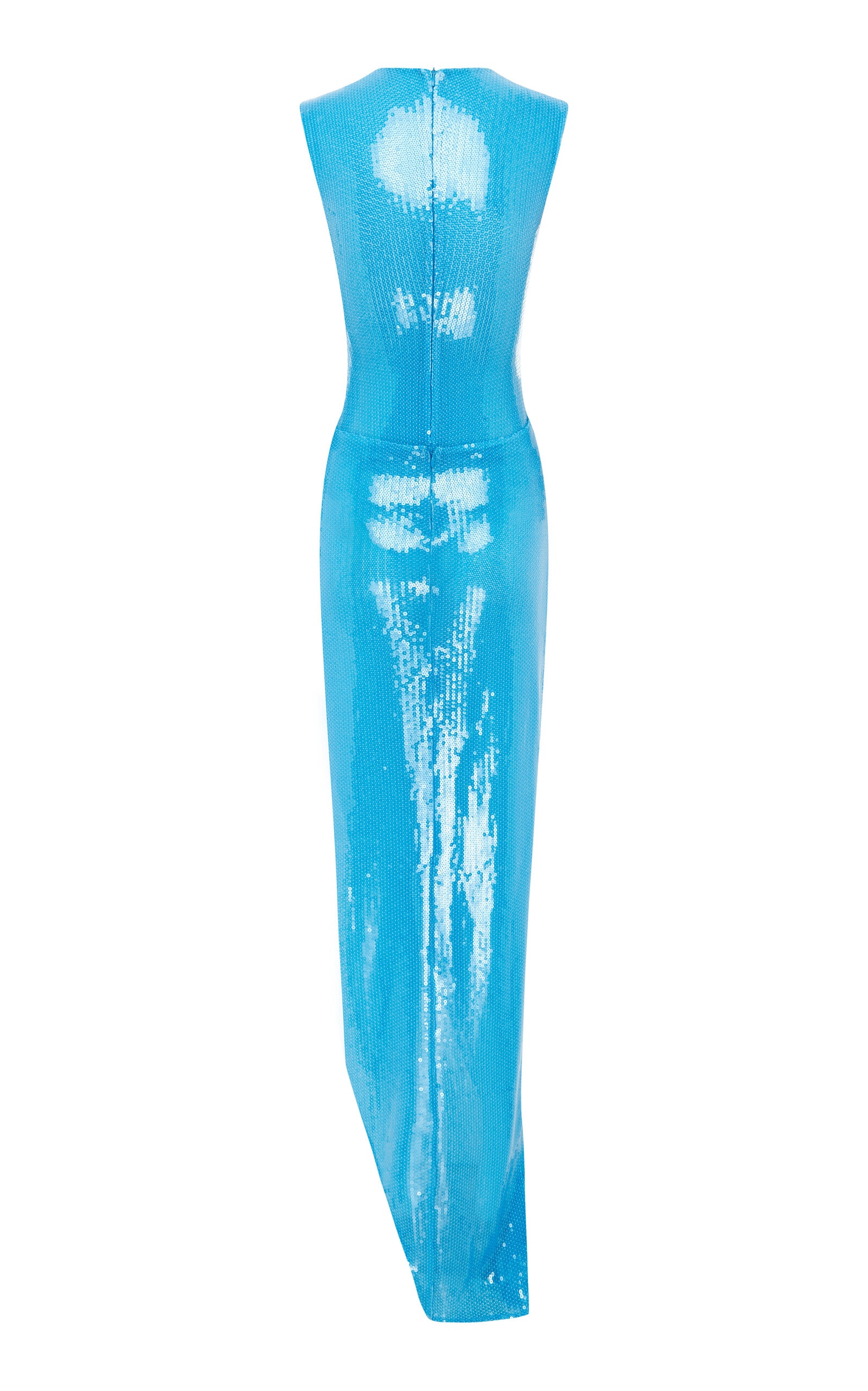 Sleeveless Ruched Sequin Embellished Gown blue - 5