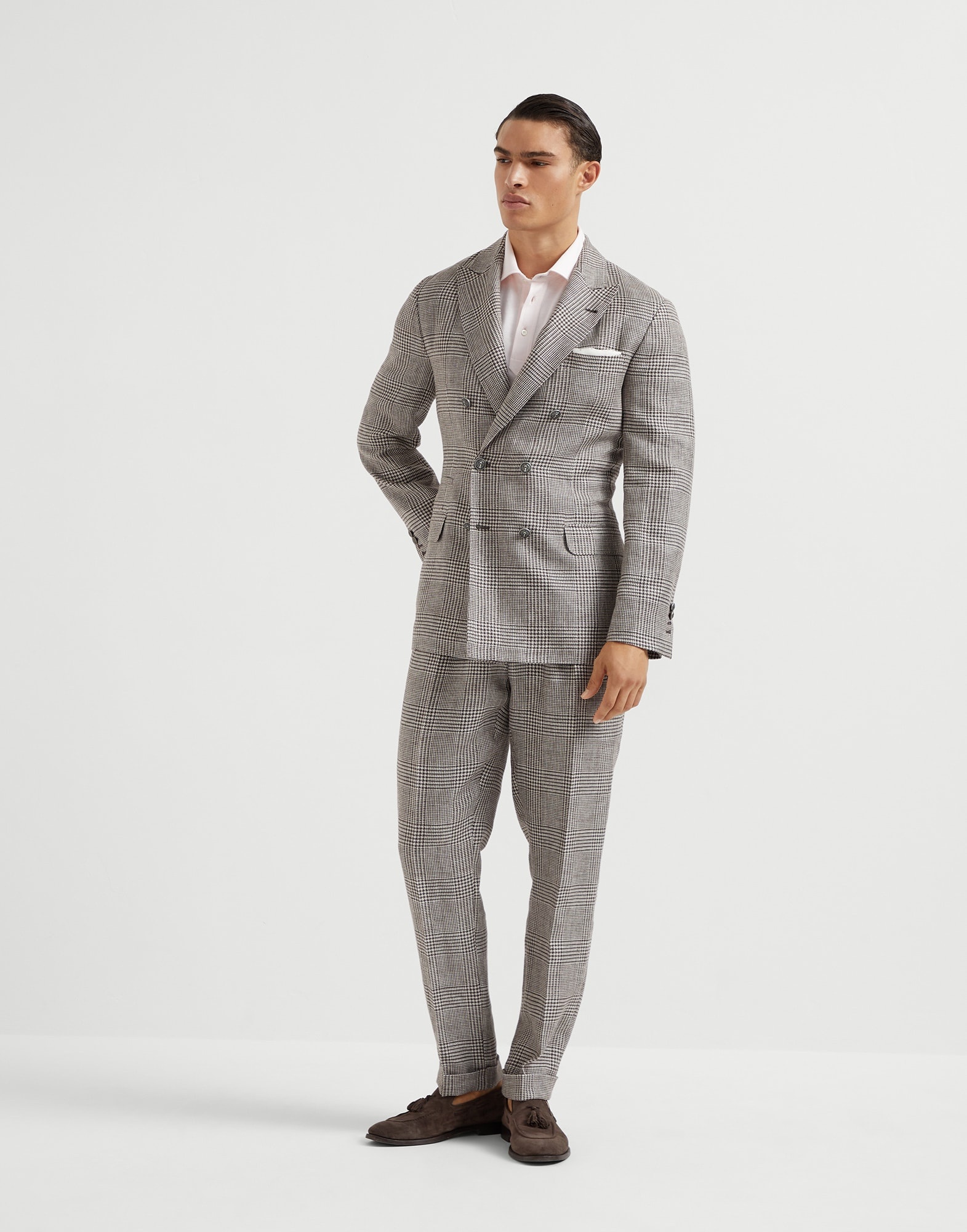 Cotton and linen piqué polo with shirt-style collar - 5