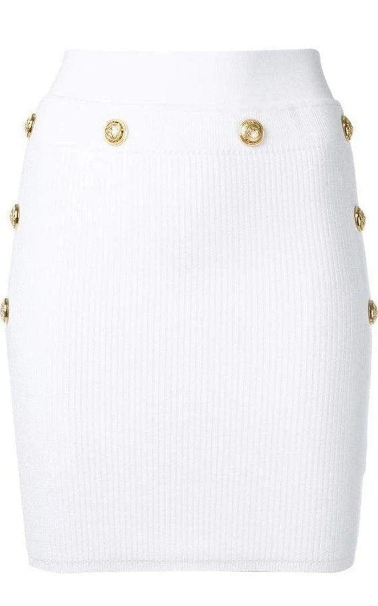 Button-Embellished Ribbed Stretch-knit Mini Skirt - 1