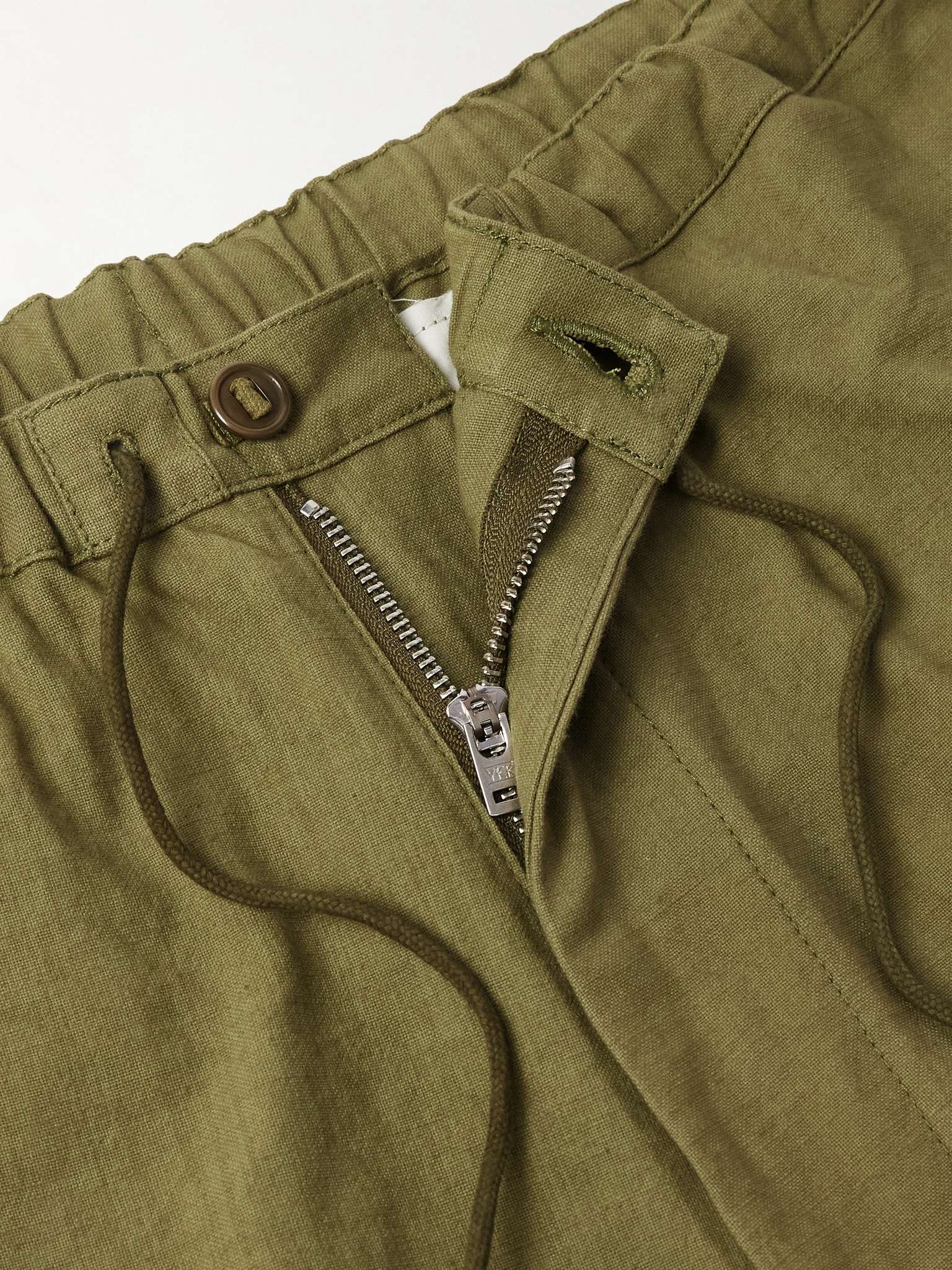 Peace Wide-Leg Slub Organic Cotton Drawstring Cargo Trousers - 5