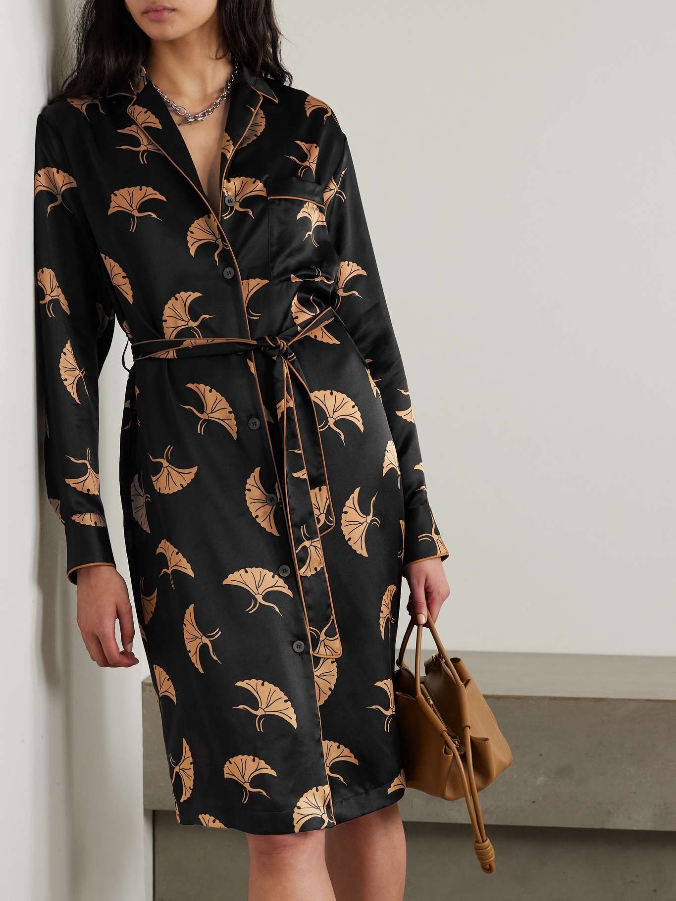 Belted printed silk shirt dress - 3