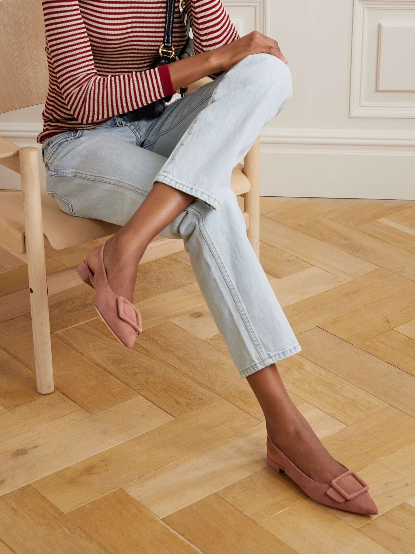 Maylura buckled suede slingback flats - 2