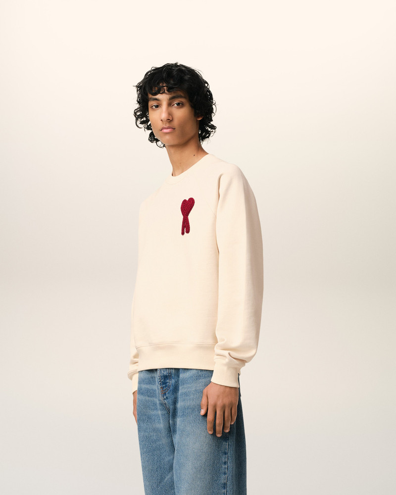 BEIGE COTTON AMI DE COEUR PATCH SWEATSHIRT 6
