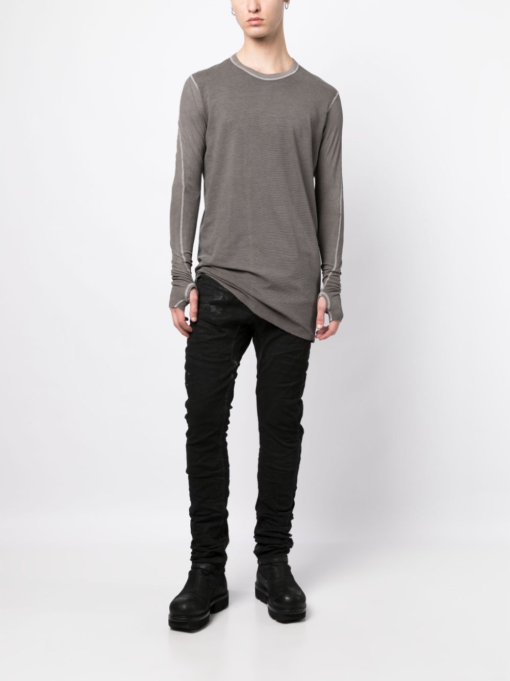 fine-ribbed long-sleeved T-shirt - 2